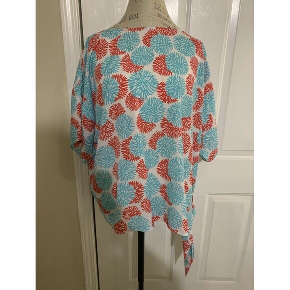 Michael Kors Blouse Women's Medium Colorful Pullover Side Tie Waist Blouse - Picture 2 of 4